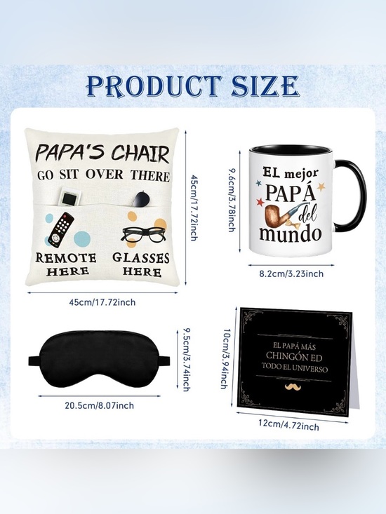 Other - Papa 5‑Piece Gift Set – Pillow Cover, Blanket, Mug, Sleep Mask & Card | New